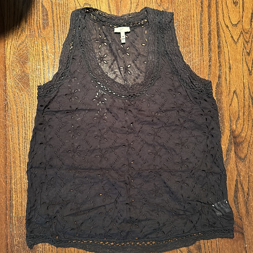Joie Black Eyelet Lace Sleeveless Top